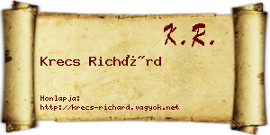Krecs Richárd névjegykártya